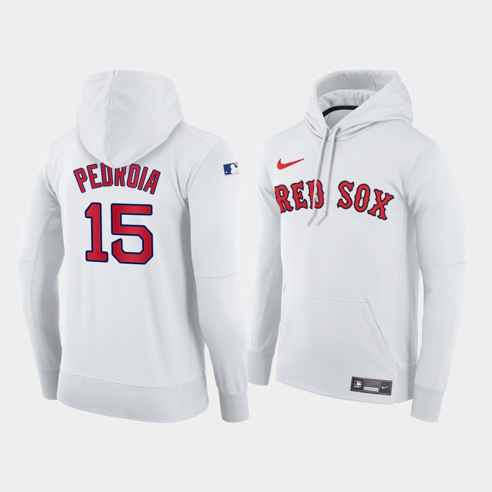 Men Boston Red Sox #15 Pedroia white home hoodie 2021 MLB Nike Jerseys